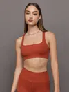 Carbon38 Racerback Bra In Ribbed Melt In Brown