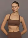 Carbon38 Racerback Bra In Ribbed Melt In Brown