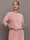 Carbon38 Raglan Pullover In Velour In Blush