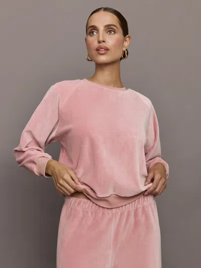 Carbon38 Raglan Pullover In Velour In Blush