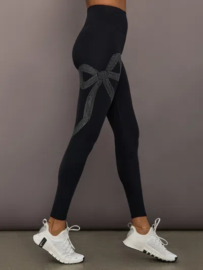 Carbon38 Rhinestone Bow Legging In Melt In Black