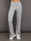 Carbon38 Rhinestone Front Slit Sweatpant In Heather Grey