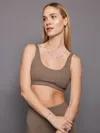 Carbon38 Ribbed Bra In Caribou