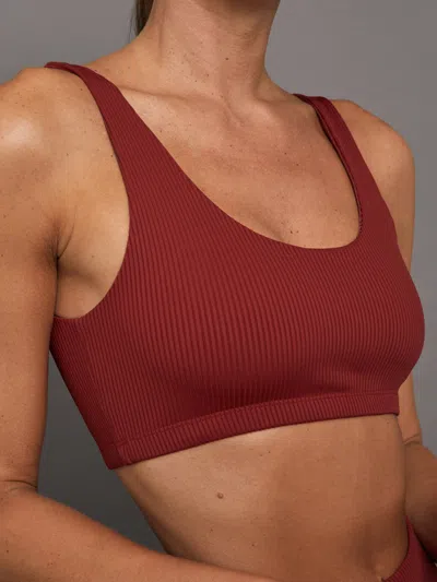 Carbon38 Ribbed Bra In Merlot