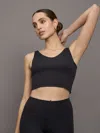 Carbon38 Ribbed Melt V-neck Tank In Black