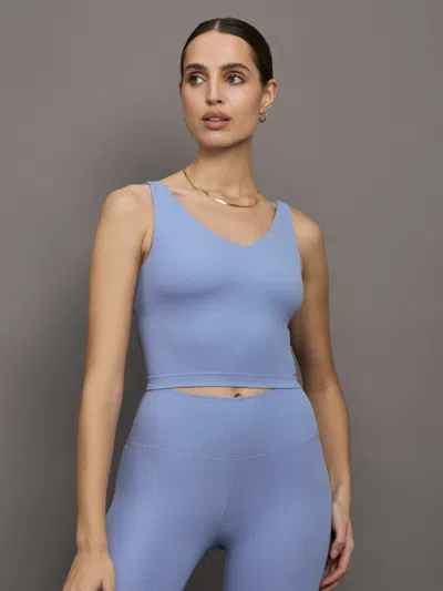 Carbon38 Ribbed Melt V-neck Tank In Hydrangea