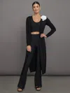 Carbon38 Rosette Longline Sweater In Black