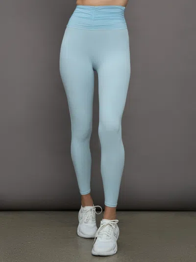 Carbon38 Ruched Mesh Legging In Melt In Sky Blue
