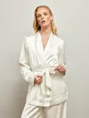 Carbon38 Satin Smoking Jacket - Ivory
