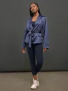 Carbon38 Satin Smoking Jacket In Blue