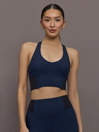 Carbon38 Seamed Bra In Melt W/ Ribbing In Blue