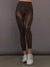 Carbon38 Sheer Spliced Legging In Melt In Animal Print