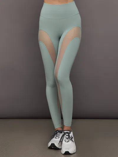 Carbon38 Sheer Spliced Legging In Melt In Green