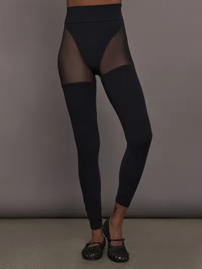 Carbon38 Sheer Thigh High Legging In Melt In Black