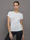 Carbon38 Short Sleeve Ruched Front Tee In White