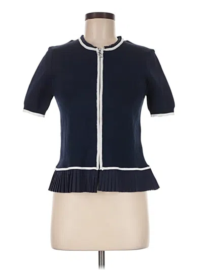 Pre-owned Carbon38 Short Sleeve Top Blue Mock Neckline Tops