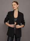 Carbon38 Single Breasted Blazer In Scuba In Black