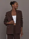 Carbon38 Single Breasted Blazer In Scuba In Brown