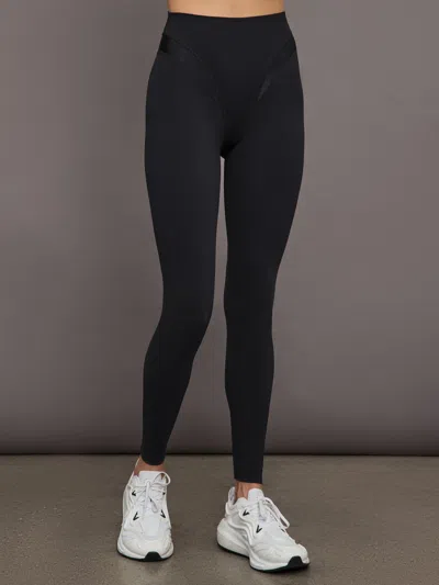 Carbon38 Spliced Colorblock Shine Legging In Melt In Black