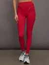 Carbon38 Spliced Colorblock Shine Legging In Melt In Crimson Red