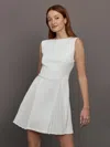 Carbon38 Split Pleat Tennis Dress In Scuba In White