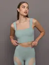 Carbon38 Square Neck Bra Top In Melt In Green