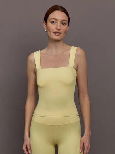 Carbon38 Square Neck Tank In Ribbed Melt In Yellow