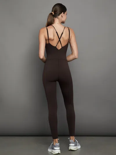 Carbon38 Strappy Jumpsuit In Diamond Compression In Java