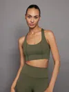 Carbon38 T Back Bra In Diamond Compression In Olive