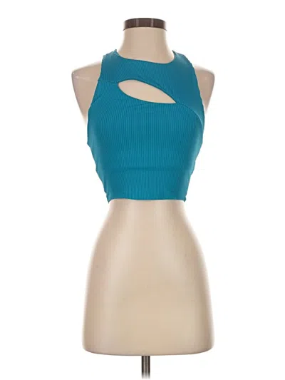 Pre-owned Carbon38 Tank Top Teal Halter Neckline Tops