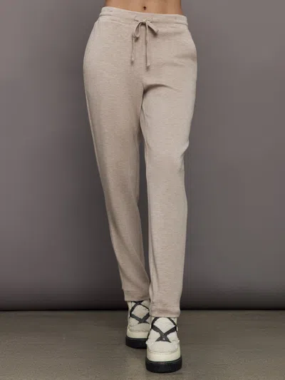 Carbon38 Tapered Leg Jogger In Interlock In Taupe Heather