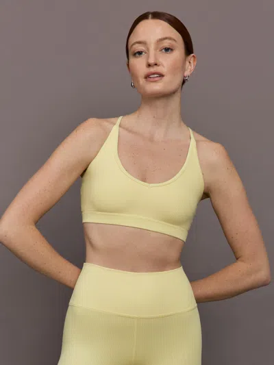 Carbon38 V-neck Cross Back Bralette In Ribbed Melt In Metallic