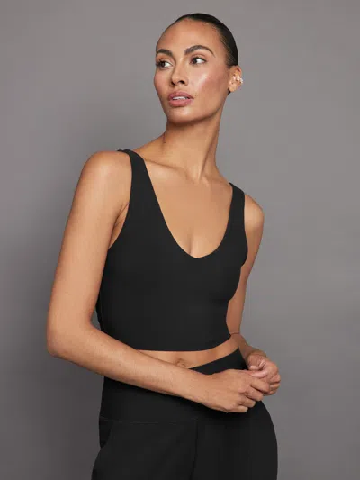 Carbon38 V-neck Longline Bra In Melt In Black