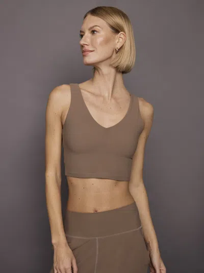 Carbon38 V-neck Longline Bra In Melt In Caribou