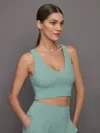 Carbon38 V-neck Longline Bra In Melt In Granite Green