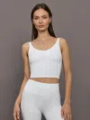 Carbon38 V-neck Tank In Ribbed Melt In White