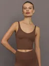 Carbon38 V-neck Tank In Ribbed Melt In Brown