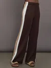 Carbon38 Wide Leg Track Pant In Scuba In Brown