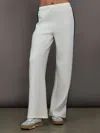 Carbon38 Wide Leg Track Pant In Scuba In White