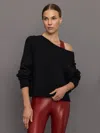 Carbon38 Wool Blend Slouchy Knit Sweater In Black