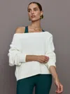 Carbon38 Wool Blend Slouchy Knit Sweater In Off White