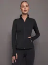 Carbon38 Zip Long Sleeve Run Top In Charcoal Heather