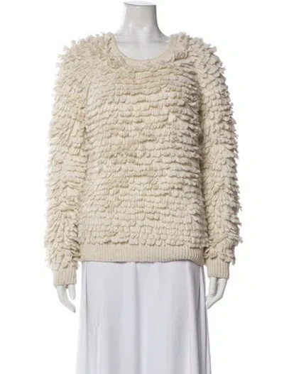 Pre-owned Cardigan Alpaca Scoop Neck Sweater In Neutral