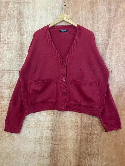 Pre-owned Cardigan X Coloured Cable Knit Sweater Grogosing Maroon Cardigan Knitwear 1666