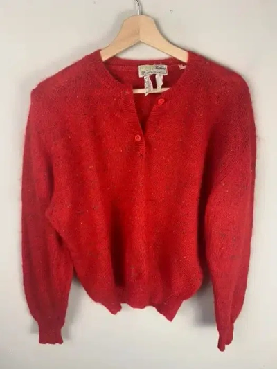 Pre-owned Cardigan X Coloured Cable Knit Sweater Vintage Marlierie Mohair Rugby Cardigan In Red