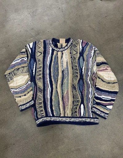 Pre-owned Cardigan X Coogi Vintage Coogi Classic Biggie Smalls 3d Knit Sweater Size Large Tall In Blue