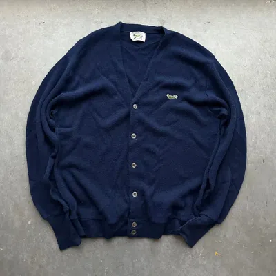 Pre-owned Cardigan X Lacoste Crazy Vintage 80's Cardigan Sweater Lacoste Style Skater In Navy