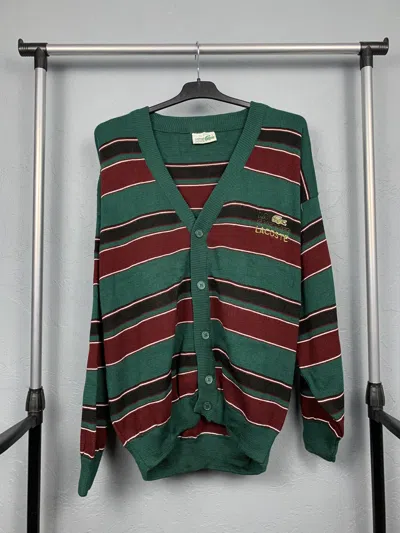 Pre-owned Cardigan X Lacoste Vintage Mens Cardigan Made In Multicolor