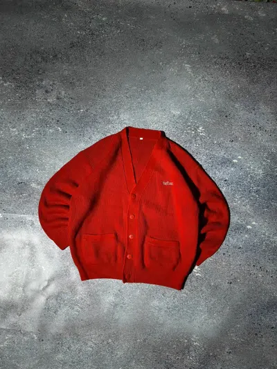 Pre-owned Cardigan X Marlboro Y2k Marlboro Cardigan Sweater Knitted Embroidered Logo 90's In Red