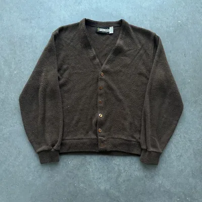 Pre-owned Cardigan X Vintage Crazy Vintage 80's Cardigan Brown Sweater Button Up Grunge